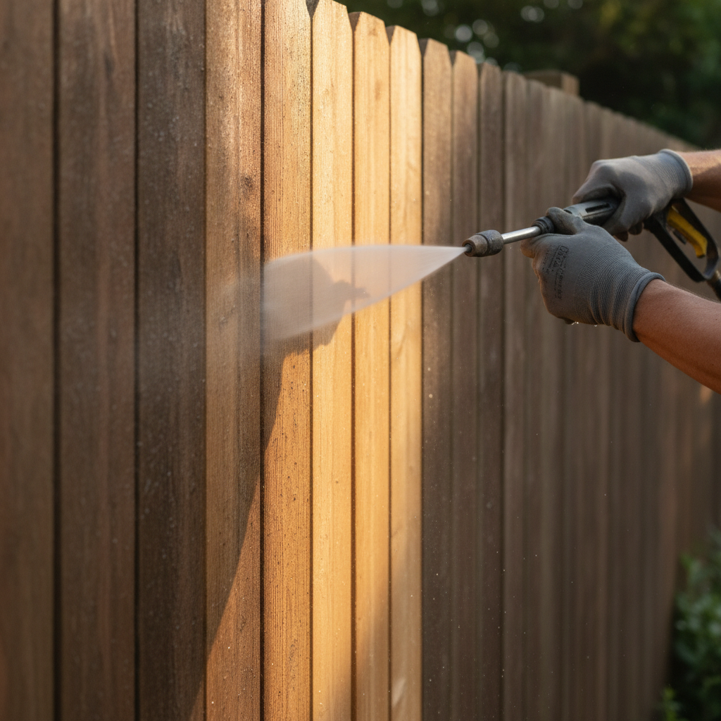 Fence Pressure Washing just hands